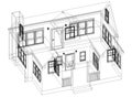 House Design Architect Blueprint - isolated Royalty Free Stock Photo