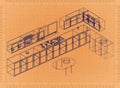 Kitchen Plan - Retro Blueprint