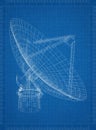 Large satellite dish Architect blueprint Royalty Free Stock Photo