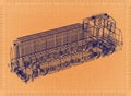 Locomotive - Retro Blueprint