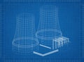 Nuclear power plant Architect blueprint Royalty Free Stock Photo