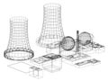 Nuclear Power Plant - Nuclear Reactor Architect Blueprint - isolated