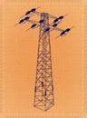 Overhead power line - Retro Blueprint