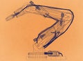 Robotic Arm Design - Retro Architect Blueprint Royalty Free Stock Photo