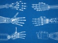 Robotic Arm - Hands Architect Blueprint Royalty Free Stock Photo