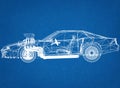 Sport Car Architect Blueprint