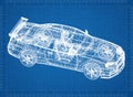 Sport car 3D blueprint