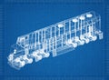 Train locomotive 3D blueprint