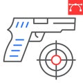 Shooter game color line icon, video games and gun, shooting target sign vector graphics, editable stroke linear icon Royalty Free Stock Photo