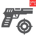 Shooter game glyph icon, video games and gun, shooting target sign vector graphics, editable stroke solid icon, eps 10. Royalty Free Stock Photo