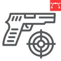 Shooter game line icon, video games and gun, shooting target sign vector graphics, editable stroke linear icon, eps 10. Royalty Free Stock Photo