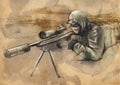 Shooter (Sniper) - An hand drawn illustration