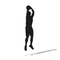 Shooting basketball player vector silhouette Royalty Free Stock Photo