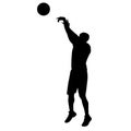 Shooting basketball player, vector silhouette Royalty Free Stock Photo