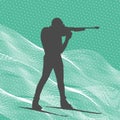 Biathlonist biathlete sportsman  silhouette Royalty Free Stock Photo