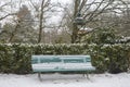 Garden park in Rennes to Thabor with snow, France