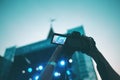 Shooting a concert on a smartphone Royalty Free Stock Photo