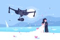 Shooting drone over wedding flat poster