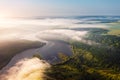 Shooting from a drone with a view of the winding canyon of the Dniester River. Ukraine, Europe Royalty Free Stock Photo