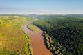 Shooting from a drone with a view of the winding canyon of the Dniester River. Ukraine, Europe Royalty Free Stock Photo