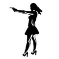 Shooting girl silhouette Royalty Free Stock Photo