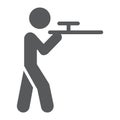 Shooting glyph icon, hunting and shotgun, man with riffle sign, vector graphics, a solid pattern on a white background.