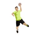Shooting handball player, abstract flat design