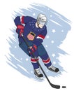 Shooting hockey player illustration