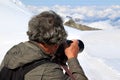 Shooting ice, snow and clouds of the Jungfraujoch