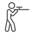 Shooting line icon, hunting and shotgun, man with riffle sign, vector graphics, a linear pattern on a white background.