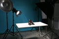 Shooting of men`s for product promotion in photo studio