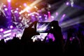 Shooting on mobile phone. Concert on stage Royalty Free Stock Photo
