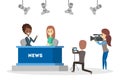 Shooting news show in the studio. Newscaster Royalty Free Stock Photo