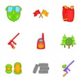 Shooting paintball icons set, cartoon style