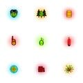 Shooting paintball icons set, pop-art style