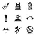 Shooting paintball icons set, simple style