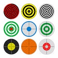 Shooting range paper targets. Round target with divisions, marks and numbers. Archery, gun shooting practise and Royalty Free Stock Photo