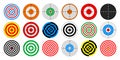 Shooting range paper targets. Round target with divisions, marks and numbers. Archery, gun shooting practise and Royalty Free Stock Photo