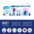 Shooting Skeet. Round icons. Set of design elements.