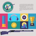 Shooting Skeet. Set of colored design elements. Vector il