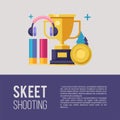 Shooting Skeet. Set of vector elements with place for text. Vector emblem.