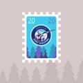 Shooting Skeet. Vector illustration of a postage stamp.