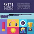 Shooting Skeet. Vector illustration. Set of colored desig