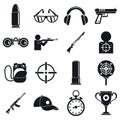 Shooting sport icons set, simple style