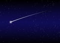 Shooting star background against dark blue starry night sky, vector illustration Royalty Free Stock Photo