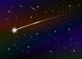 Shooting star background against dark blue starry night sky, vector illustration Royalty Free Stock Photo