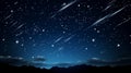 Shooting star brightens dark blue night sky with falling meteorite in the galaxy Royalty Free Stock Photo