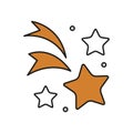 Shooting star, comet icon on white background
