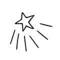 Shooting star hand drawn element in doodle style. vector scandinavian monochrome minimalism. sky cosmos night make a wish