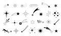 Shooting star icon. Flying comet with tail, falling meteor, abstract fantasy galaxy element, decorative night sky object